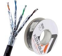 kenable Cable Ethernet Cat6a S/FTP Exterior Cobre Puro 23AWG Resistente UV Bobina 50m Negro