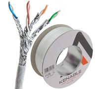 kenable Cable Ethernet Cat6a S/FTP Exterior Cobre Puro Resistente UV Impermeable Carrete 50m Blanco