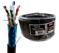 kenable Cable Ethernet de cobre sólido CAT6 para uso en exteriores, OFC 23 AWG, carrete FTP de 50 m [50 metros] (cubierta de polietileno resistente al agua y a los rayos UV) blindado con alambre de