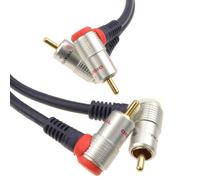 kenable Cable RCA Estéreo en Ángulo Recto 90° de Cobre OFC sin Oxígeno para Audio HiFi Altavoces 1,5m Negro