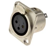 kenable Conector XLR Hembra 3 Pines para Panel Chasis Terminales de Soldadura Cuerpo Metálico Niquelado