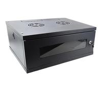 kenable FLAT PACK - Gabinete de datos montado en la pared para rack de red de 48.3 cm pequeño 4U 450 mm, color negro