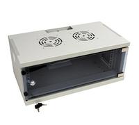 kenable FLAT PACK - Puerta de cristal para armario de datos montado en la pared para rack de 48.3 cm 4U 300 mm, color gris