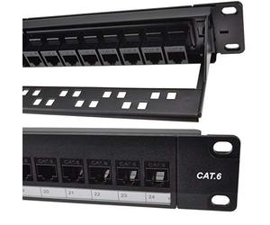 kenable Panel de conexión de 24 Puertos RJ45 CAT6 Gigabit Ethernet Pass Through Coupler 19 Pulgadas para Racks y armarios de Red [Cat6]