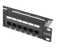 kenable Panel de conexiones Cat6 24 puertos RJ45 Gigabit 19 pulgadas rack montado 1U y barra trasera