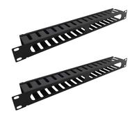 kenable Panel de Gestión de Cables 1U Ventilado Metal Negro 19 Pulgadas Rack Armario Servidor - Pack de 2