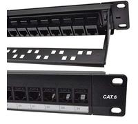 kenable Panel de Parcheo Paso a Través 24 Puertos RJ45 CAT6 Gigabit Ethernet Keystone Coupler 19" 1U - Negro