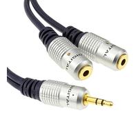 kenable Puro HQ OFC 3,5 mm Conector Jack a 2 x Enchufes Divisor Cable Oro 30 cm