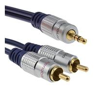 kenable Puro HQ OFC 3,5 mm Estéreo Conector Jack a 2 RCA Fono Clavijas Cable Oro 15 m [15 metros/15m]