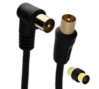 kenable RF Derecho ángulo TV Aéreo TDT Clavija Vídeo Cable & Acoplador Oro 0,5 m Negro [0.5 metros/0,5m]