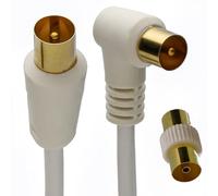 kenable RF Derecho ángulo TV Aéreo TDT Clavija Vídeo Cable & Acoplador Oro 4 m Blanco [4 metros/4m]