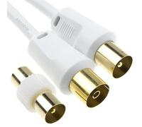 kenable RF Masculino a Femenino Extensión Cable TDT TV Cable & Masculino Acoplador Blanco 3 m [3 metros/3m]