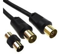 kenable RF Masculino a Femenino Extensión Cable TDT TV Cable & Masculino Acoplador Negro 0,5 m [0.5 metros/0,5m]