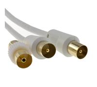 kenable RF TV TDT Clavija a Clavija Blanco Aéreo Cable Cable Con Acoplador 0,5 m [0.5 metros/0,5m]