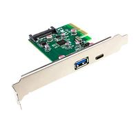 kenable Tarjeta PCI-Express USB 3.1 con Puerto USB-C y USB-A 3.0, Incluye Bracket de Perfil Bajo, Chipset ASM1142, 2 Puertos