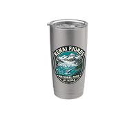 Kenai Fjords National Park Alaska Vintage Ballena y glaciar Vaso térmico de acero inoxidable de doble pared