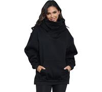 KENAIJING Fleece Sudadera con Capucha para Mujeres y Bufanda Incorporada de Algodón Suave Pullover Oversize Casual Ropa Otoño Invierno（Negro, 4XL）
