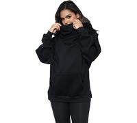 KENAIJING Fleece Sudadera con Capucha para Mujeres y Bufanda Incorporada de Algodón Suave Pullover Oversize Casual Ropa Otoño Invierno（Negro, XXL）