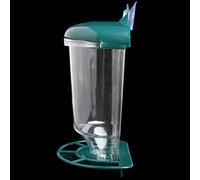 KENANLAN Comedero transparente para pájaros, comedero automático de plástico con ventosas, material de polipropileno, para colgar en la ventana o en la pared, ver comer fácilmente, no (verde)