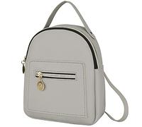 KENANLAN Mini Mochila para Mujer, Mochila de Cuero PU 20 * 18 * 3 para Mujer, Bonita Mochila Informal con Bolsillos con Cremallera, Bandolera, Bandolera Convertible (Gris)