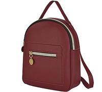 KENANLAN Mini Mochila para Mujer, Mochila de Cuero PU 20 * 18 * 3 para Mujer, Bonita Mochila Informal con Bolsillos con Cremallera, Bandolera, Bandolera Convertible (Rojo)