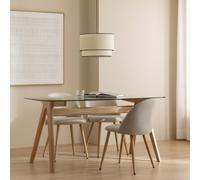 Kenay Mesa de comedor rectangular sobre cristal y madera maciza 160 Must Natural