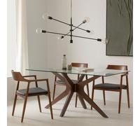 Kenay Mesa de comedor rectangular sobre cristal y madera maciza natural 160 Moore Cristal