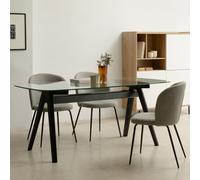Kenay Mesa de comedor rectangular sobre cristal y madera maciza negra 180 Must Negro