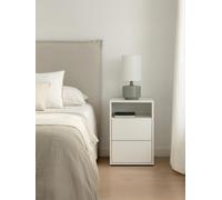 Kenay Mesita de noche blanca 2 cajones Hegas Blanco