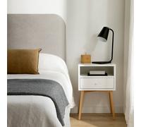 Kenay Mesita de noche blanca - natural 1 cajón Tilo