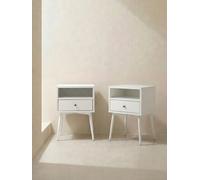 Kenay Pack 2 mesitas de noche blanca 1 cajón Tilo Blanco