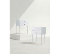 Kenay Pack 2 mesitas de noche blanca 2 cajones Sid