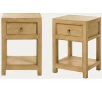 Kenay Pack 2 mesitas de noche de madera natural 1 cajón 40 Rustic