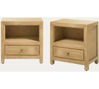 Kenay Pack 2 mesitas de noche de madera natural 1 cajón 55 Rustic