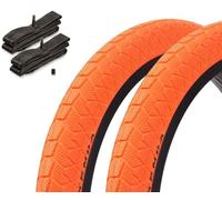 Kenda - Juego de neumáticos BMX de 20 x 1,95 pulgadas, aprox. 610 g, neumáticos de alambre, incluye cámaras Kujo AV, aspecto deportivo, Park & Street - Naranja