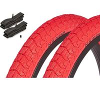 Kenda - Juego de neumáticos BMX de 20 x 1,95 pulgadas, aprox. 610 g, neumáticos de alambre, incluye cámaras Kujo AV, aspecto deportivo, Park & Street - Rojo