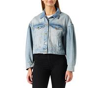 KENDALL & KYLIE Balloon Sleeve Cropped Denim Jacket K&K W Chaqueta Vaquera Corta con Mangas Globo KKW3716106, Lavado Oscuro, M, Dark Wash, Mujeres