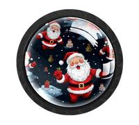 KengjuTesu 4 pomos de cristal de 35 mm para gabinete, tiradores de puerta de cajón para cocina, baño, sala de estar, armario, tocador, muebles, armarios, accesorios de Navidad, Papá Noel N