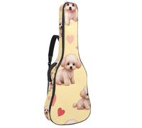 KengjuTesu Funda suave para guitarra acústica de 43 pulgadas con correa de mochila y 2 bolsillos Bichon Frise y corazones, mochila sin relleno, impermeable, tela Oxford, bolsa para guitarra clásica
