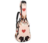 KengjuTesu Funda suave para guitarra acústica de 43 pulgadas con correa de mochila y 2 bolsillos Bichon Frise y corazones, mochila sin relleno, impermeable, tela Oxford, bolsa para guitarra clásica