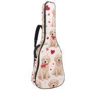 KengjuTesu Funda suave para guitarra acústica de 43 pulgadas con correa de mochila y 2 bolsillos, corazones Golden Retriever, mochila sin relleno, impermeable, tela Oxford, bolsa para bajo para
