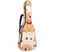 KengjuTesu Funda suave para guitarra acústica de 43 pulgadas con correa de mochila y 2 bolsillos, corazones de amor, golden retriever, mochila sin relleno, impermeable, tela Oxford, bolsa para bajo