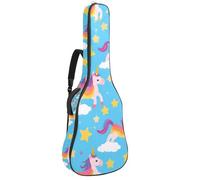 KengjuTesu Funda suave para guitarra acústica de 43 pulgadas con correa de mochila y 2 bolsillos, diseño de unicornio, estrellas, arcoíris, mochila sin relleno, impermeable, tela Oxford, bolsa para