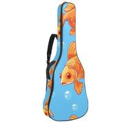 KengjuTesu Funda suave para guitarra acústica de 43 pulgadas con correa de mochila y 2 bolsillos, fondo azul, pez dorado, mochila sin relleno, impermeable, tela Oxford, bolsa para guitarra clásica,