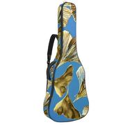 KengjuTesu Funda suave para guitarra acústica de 43 pulgadas con correa de mochila y 2 bolsillos, hoja de ginkgo dorada y plateada, mochila sin relleno, impermeable, tela Oxford, bolsa para guitarra