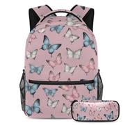 KengjuTesu Juego de 2 mochilas para niños y niñas, mochila escolar de gran capacidad con diseño de delfín junto al mar con estuche para lápices, mochila perfecta para estudiantes, adolescentes, viajes