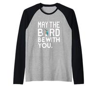 Kenko «May The Bird BE with You» [Negro con diseño de una Sola Cara] Camiseta Manga Raglan
