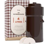 Kenley Fermentación Crock 5 litros y libra - 1.3 galones fermentación en vinagre para salmuera de Kimchi salmuera verduras fermentadas - Fermentador de cerámica de gres con pesos y tapa
