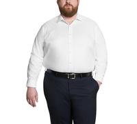 Kenneth Cole Dress Shirt Big and Tall Solid Camisa de Vestir, Blanco, 5XL/56 cm Cuello/ 86/89 cm Manga para Hombre