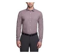 Kenneth Cole Dress Shirt Slim Fit Checks and Stripes (Patterned) Camisa de Vestir, Granate, L para Hombre